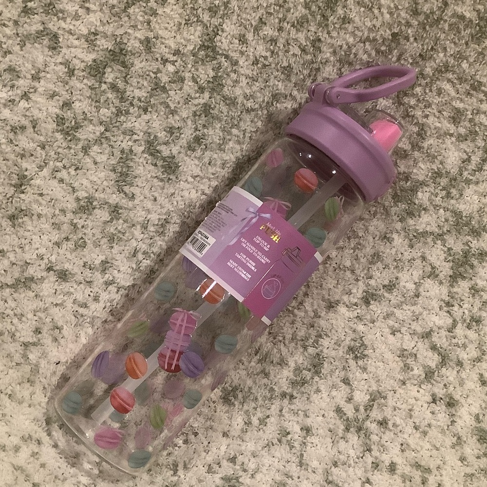 Valentines Day Pastel Macaroons Glass Leak-Proof Water Bottle Manna 32 oz NWT - Picture 7 of 16